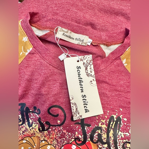 Floral Raglan Shirt - Red and Yellow - Picture 2 of 9